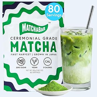 Matchabar Matcha Powder (80g) - Ceremonial Grade Authentic Japanese Matcha Green Tea Powder - Matcha Green Tea Powder Harvested in Japan - Matcha Tea Powder Latte - Zero Sugar, Vegan & 0 Calories