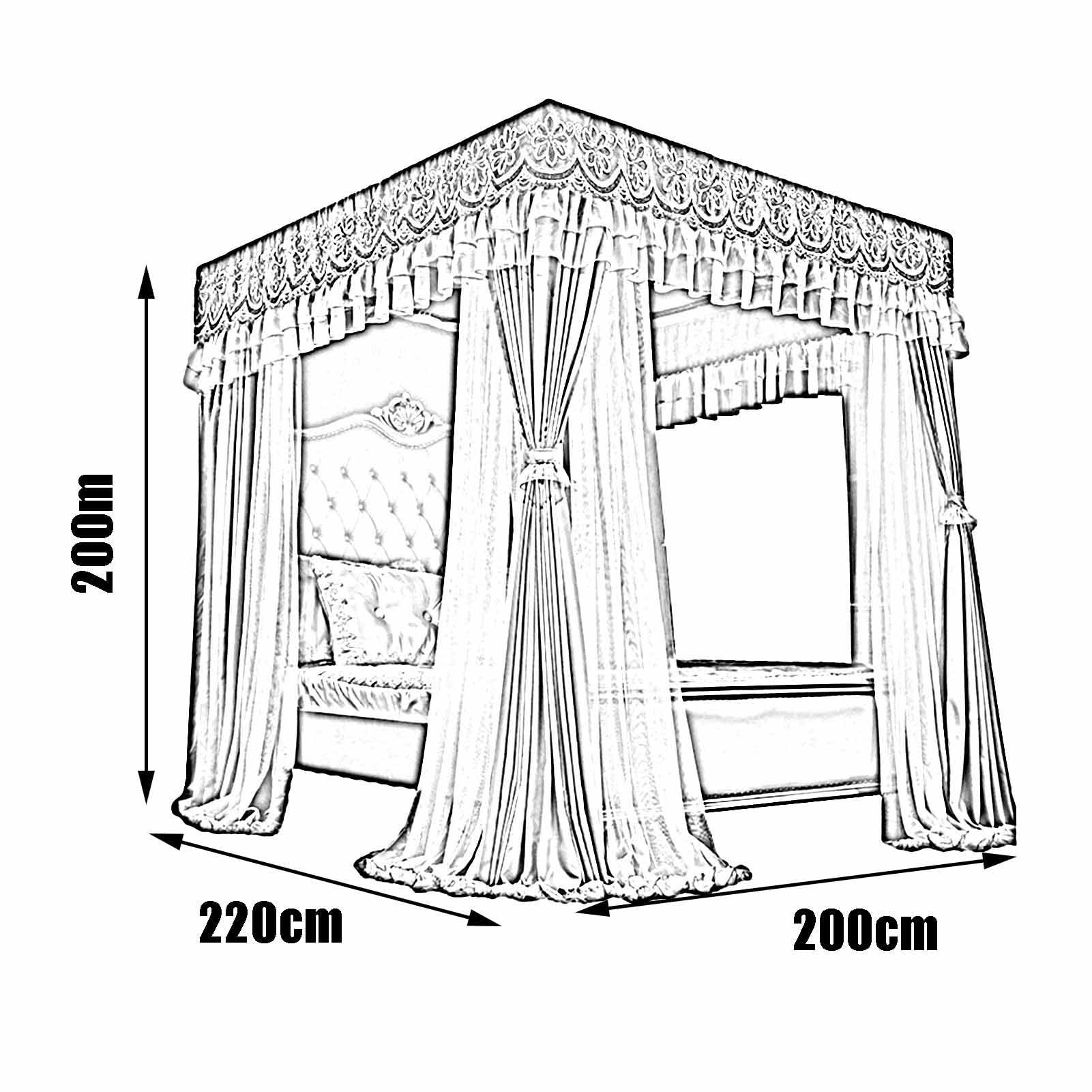 Betthimmel-Moskitonetz für 2 m breite Betten, 360° umlaufender Bettvorhang vom Boden bis zur Decke, Betthimmel im Prinzessinnen-Stil (Farbe: Stil 4, Größe: 200 x 220 x 200 cm)