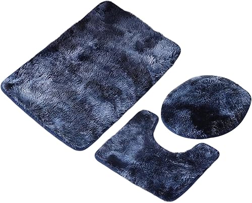 Miniatura 7 de KLKCMS Juego de alfombras de baño acogedoras de 3 piezas, con funda para inodoro, alfombra grande antideslizante y lavable, juego de tapetes de baño