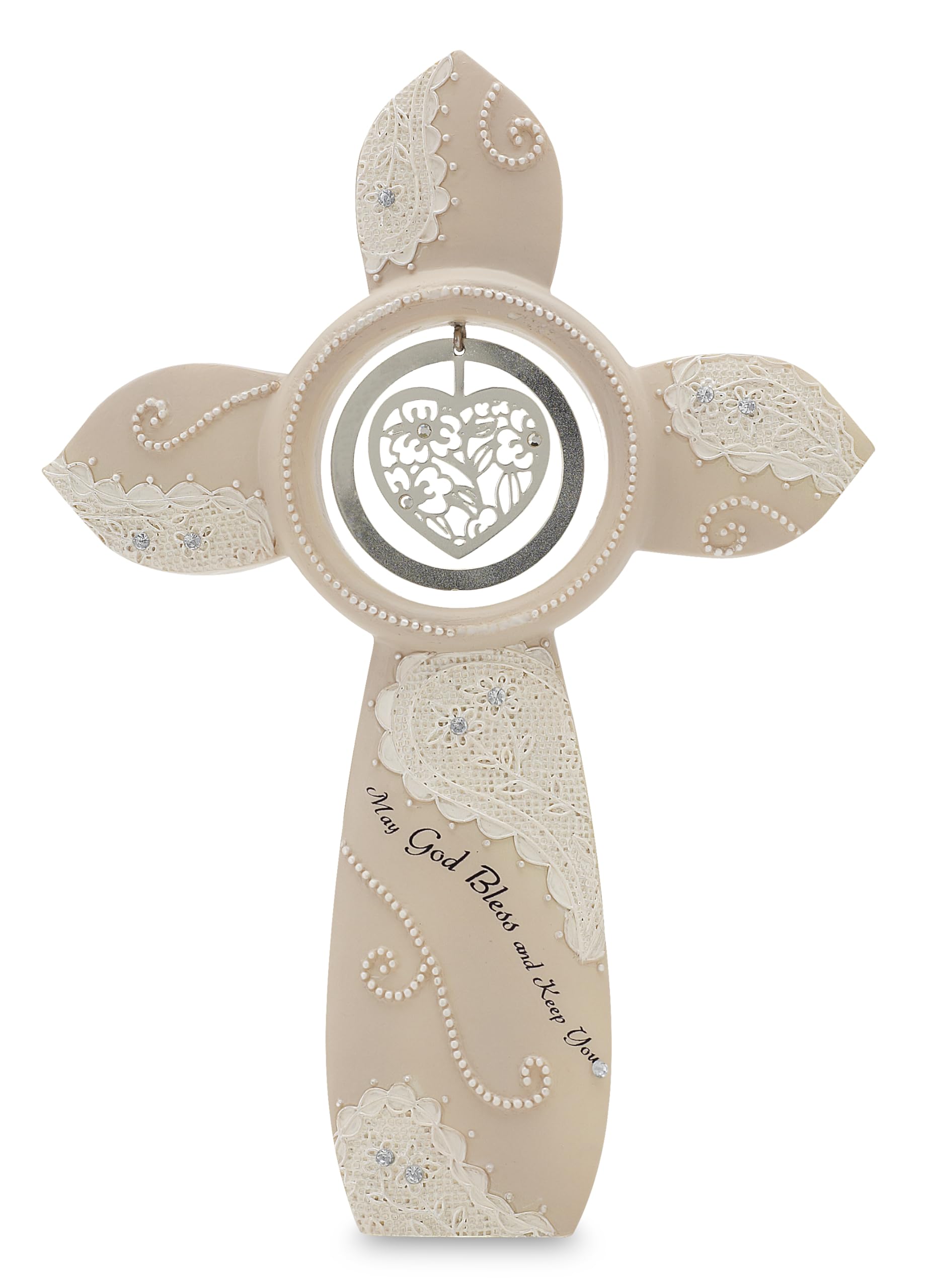 Pavilion Gift Company Beige Little Things Mean A Lot May God Bless And Keep You Self Standing Cross, 7-Inch