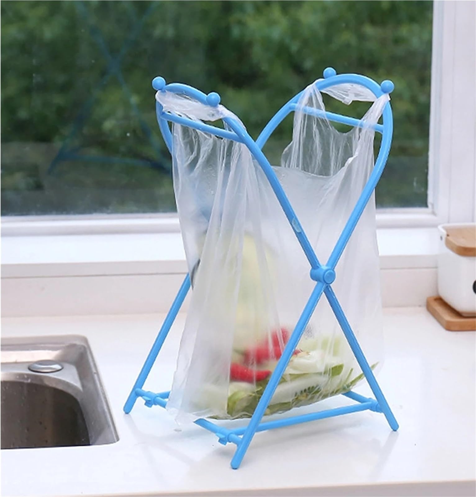 Soporte for Bolsas de Basura Plegable, Bolsa for encimera, Organizador clasificación Cocina, Estante Almacenamiento, 3 uds para Bolsas(Pink)