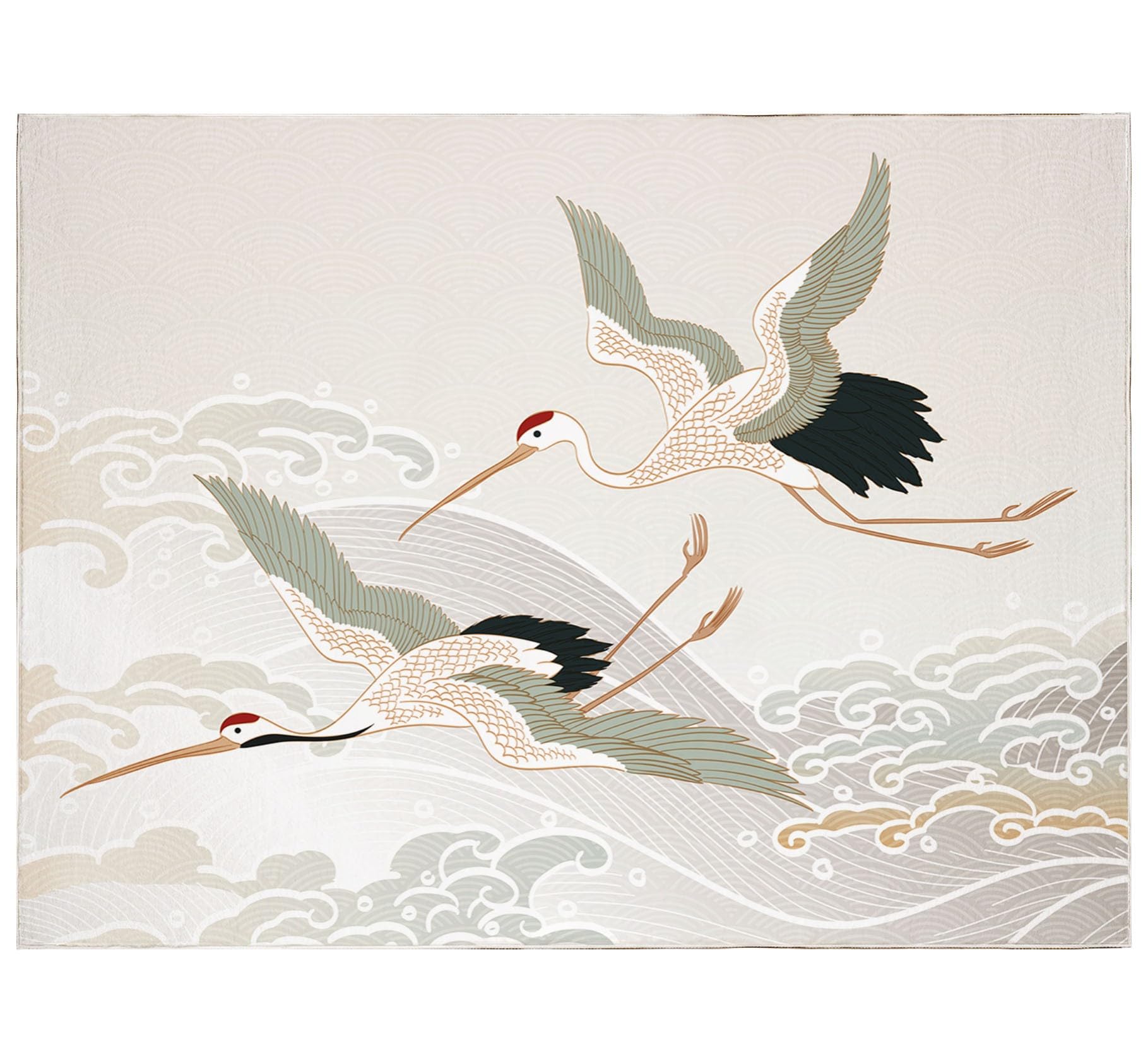 Area Rugs - Tappeto morbido per camera da letto, lavabile in lavatrice, motivo nuvola cinese, antiscivolo, per soggiorno, 140 x 200 cm, per ufficio e decorazione della casa