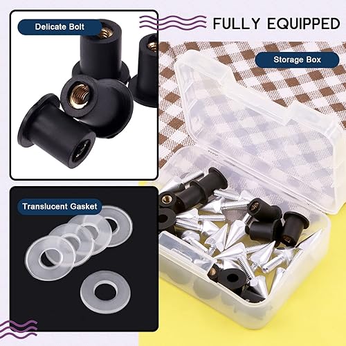 Miniatura 16 de Swpeet Juego de 15 tornillos de aluminio para parabrisas de motocicleta, tornillo de espiga de motocicleta, empalador corto, compatible con la Rojo