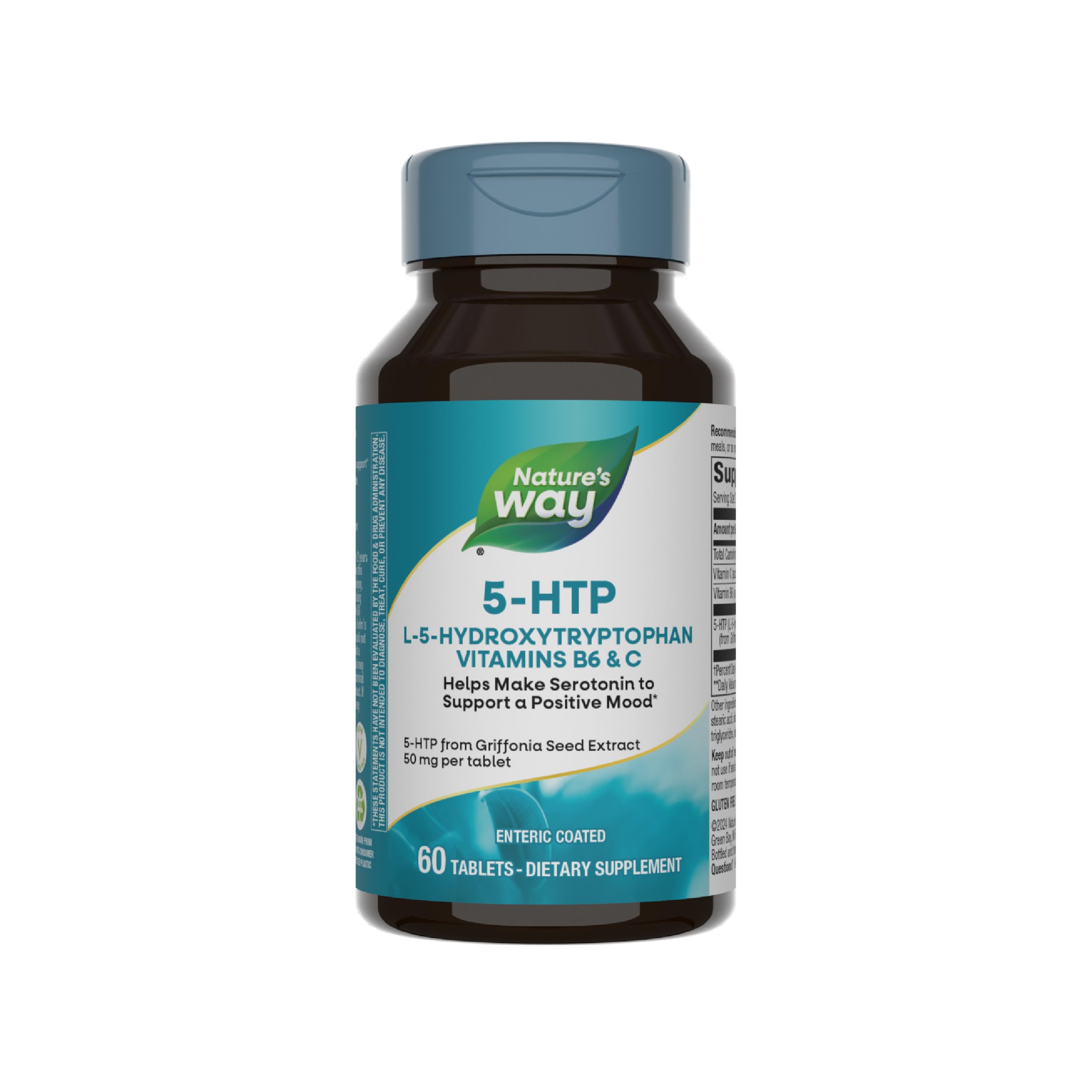 Nature's Way5-HTP, L-5-Hydroxytryptophan, Vitamin B6 & C, Griffonia Bean Extract 50 mg, 60 Count