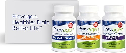 Miniatura 1 de The Prevagen Variety Pack - Suministro para 90 días  Cápsulas de fuerza regular, 10 mg. Tabletas masticables de bayas y naranja mixtas, 10 mg.