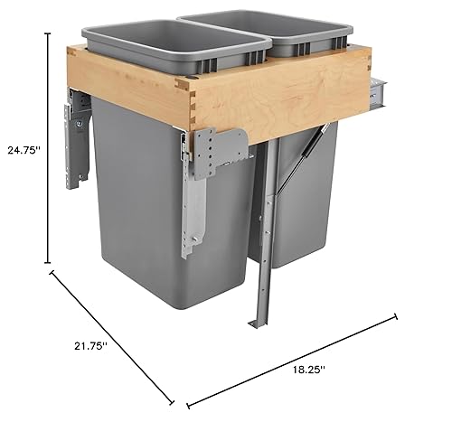 Miniatura 9 de Extraíble de basura doble de 50 cuartos de galón de madera