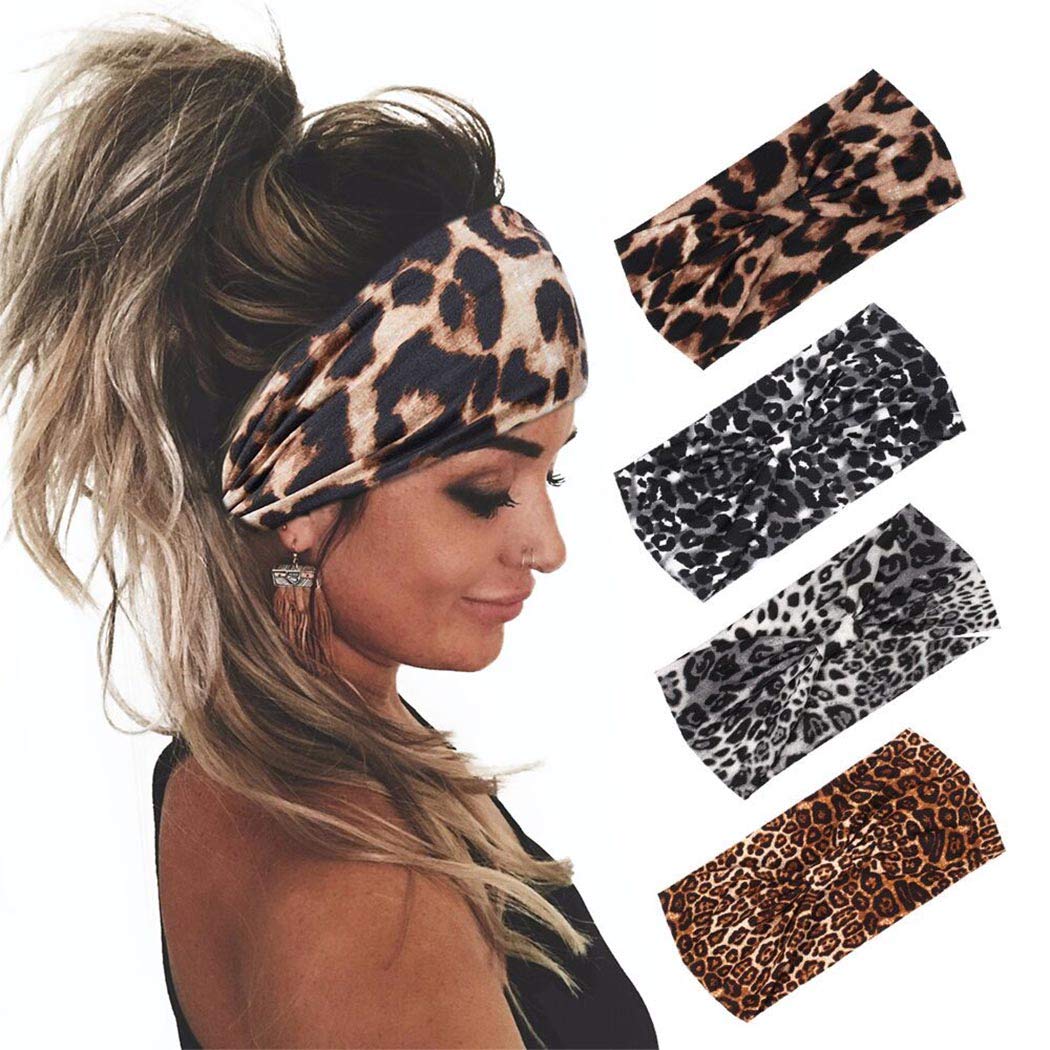 Amazon.com : Yean Criss Cross Headbands Black Leopard Yoga  display picture 2