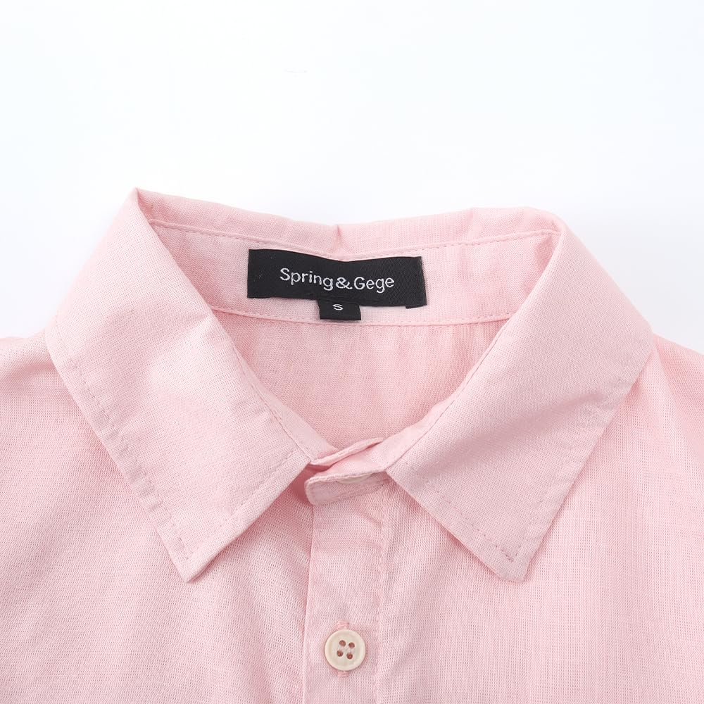 Spring&Gege Chemise d'été à manches courtes boutonnée en lin texturé pour garçon