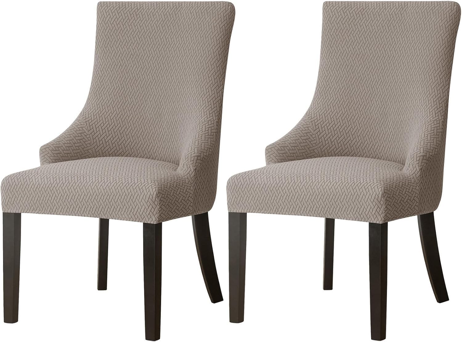 HACLEN Stretch Wingback Side Chair Slipcovers Set of 6 4 2, Wingback Armchair Covers Soft Dining Chair Protector Non Slip Cover Washable for Banquet (Khaki,Set of 2)