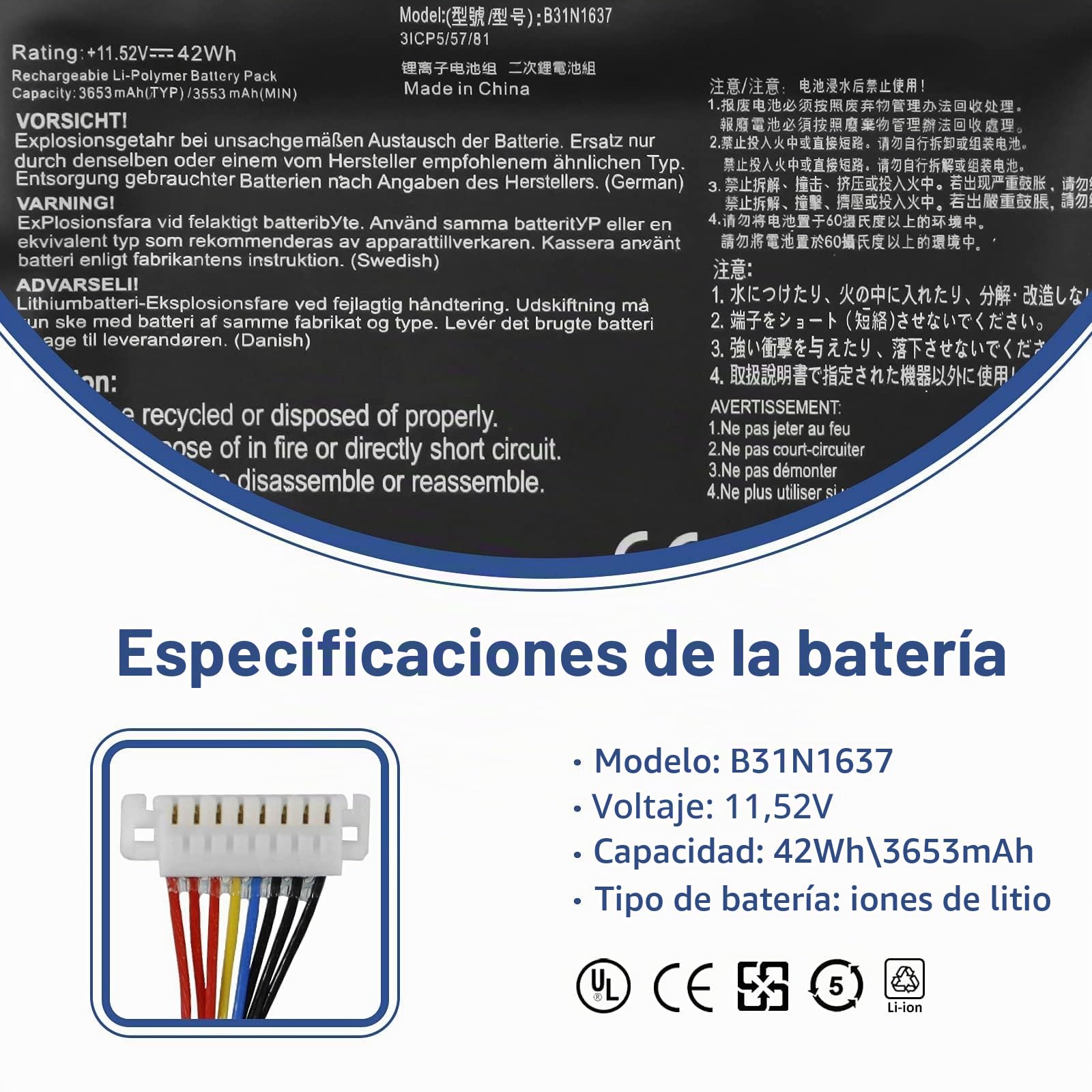ANTIEE B31N1637 Laptop Batería Compatible with ASUS VivoBook X510 X510U X510UQ X510UA X510UAR X510UF VivoBook S15 S510U S510UF S510UQ S510UN S510UR S510UA F510 F510U F510UA F510UQ