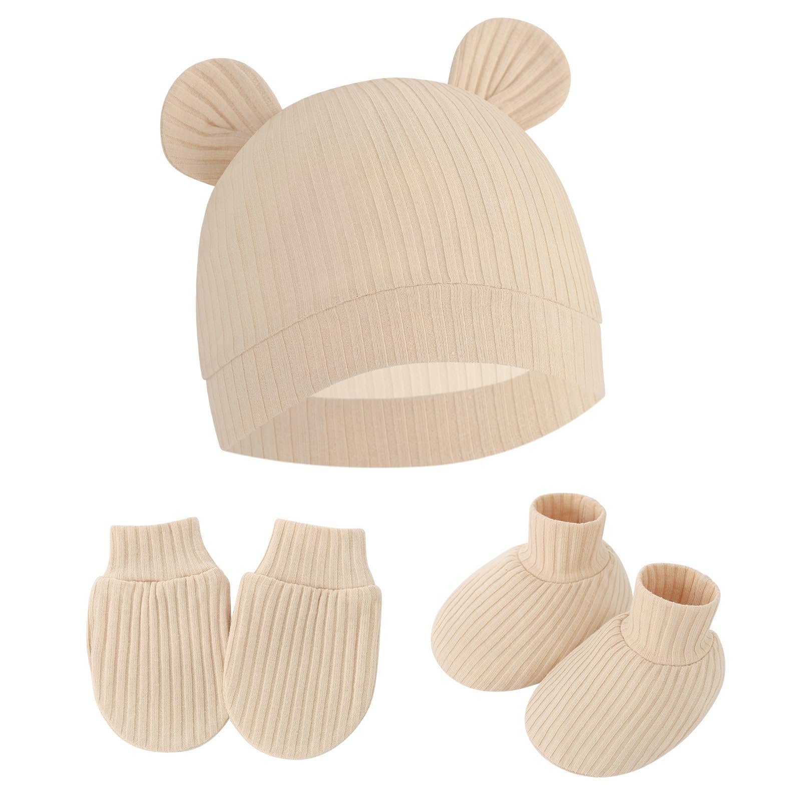 Zeiwohndc Unisex Kids Light Khaki Breathable Gloves For Girl Boy Mittens Socks Nursery Hat Cotton Gloves Footwear Mittens Toddler Mitts