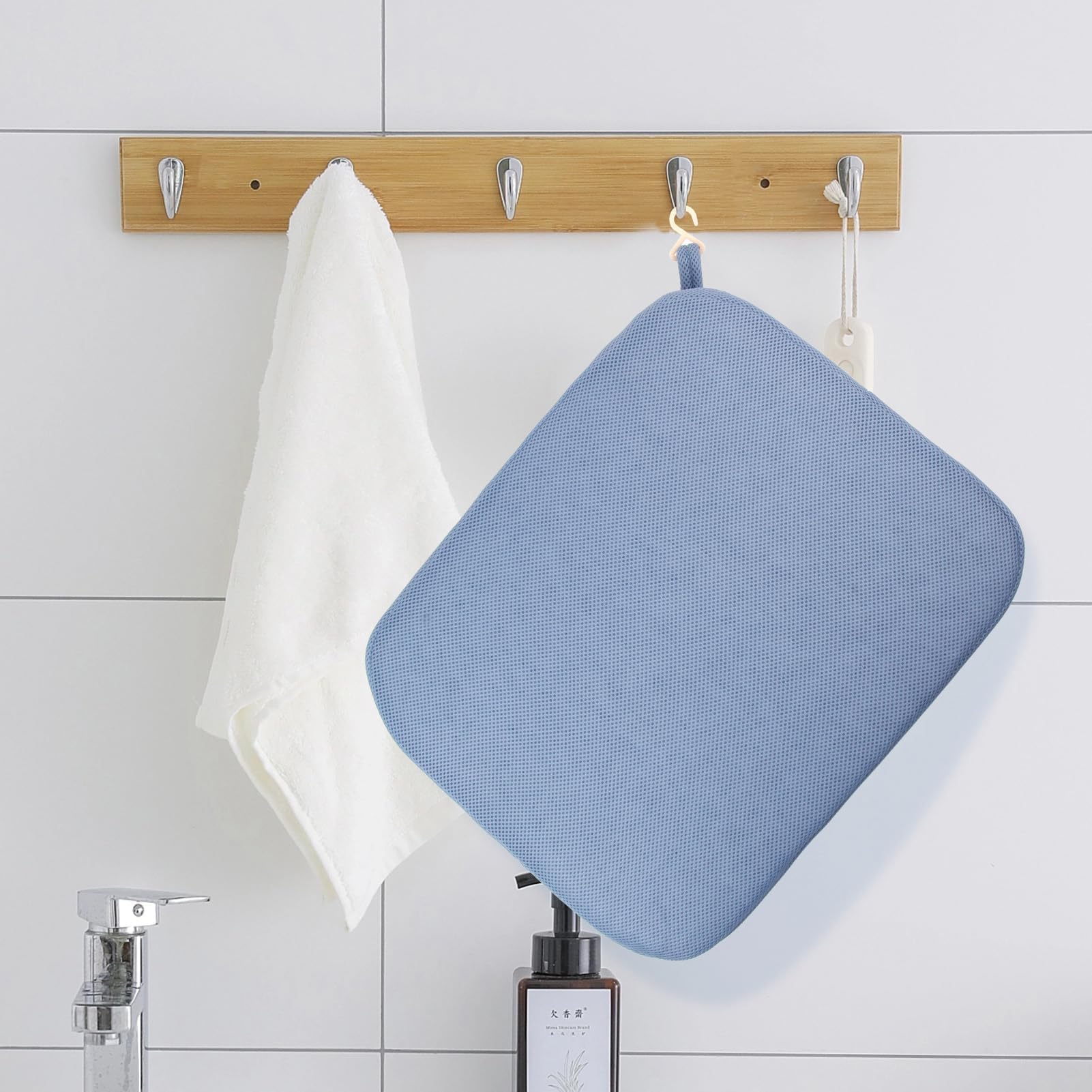 Cuscino per sedia da doccia, cuscino per vasca da bagno e panchina di trasferimento per vasca da bagno, tappetino al ginocchio, cuscino da doccia con ganci, cuscino per sedia da scrivania per