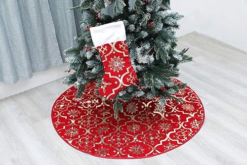Miniatura 13 de Pie de árbol de Navidad FLASH WORLD, con estampado de nieve (color blanco, 36 pulgadas)