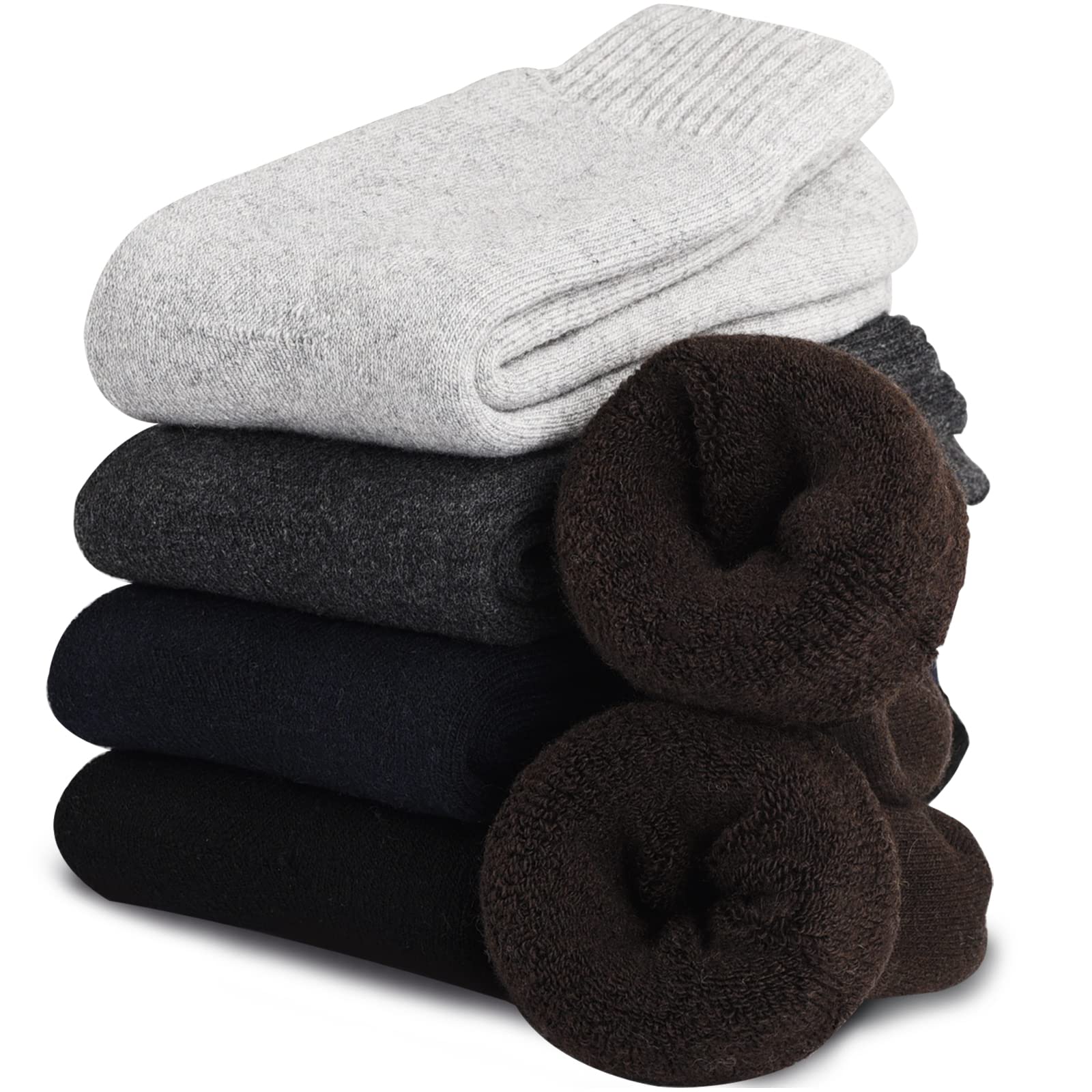 VoJoPi Calzini Termici Uomo, 5 paia Calze Uomo Invernali, Calze Lana Addensati e Caldi, Morbido e Accogliente, Taglia Unica 39-45