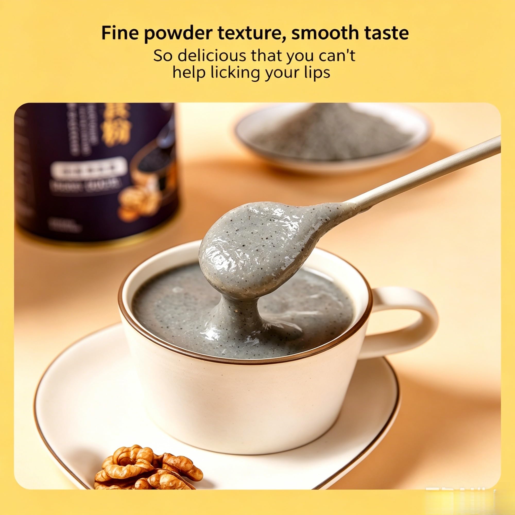 Polvo de sésamo negro, nuez, ñame y mora | Reemplazo instantáneo de comida for el desayuno, mezcla de batidos for la nutrición diaria(3pcs)