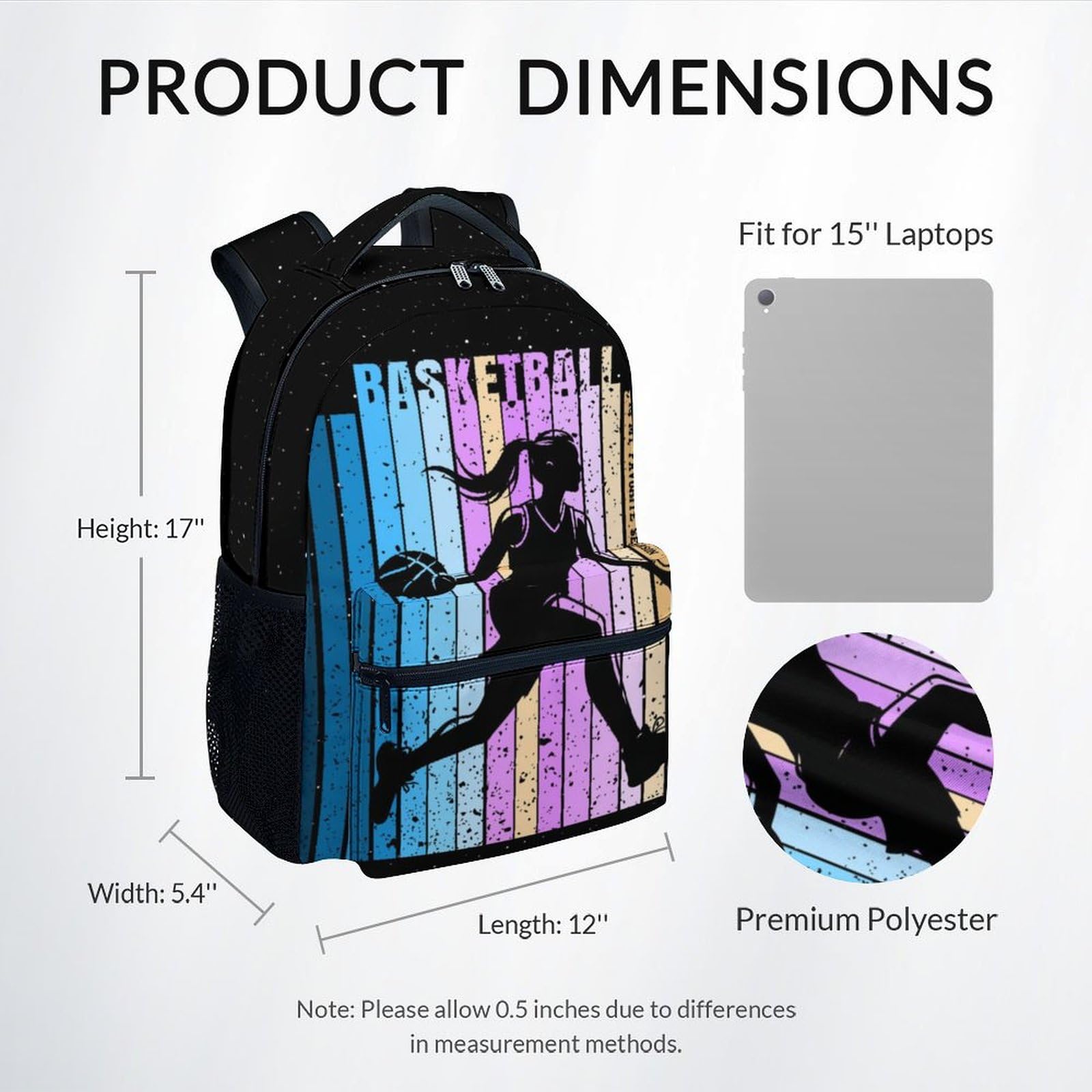 UNIKITTY Girls Bookbag - School Backpack for Kids - Basketball Backpack - Basketball Back Pack for Girls - 17 Inch Sport Theme Schoolbag