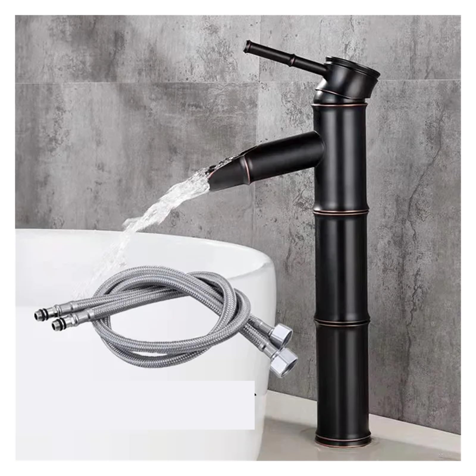 Jvddi Black-B Basin Faucets Waterfall Bathroom Faucet Single Handle Basin Mixer Tap Bath Antique Brass(Black-B)
