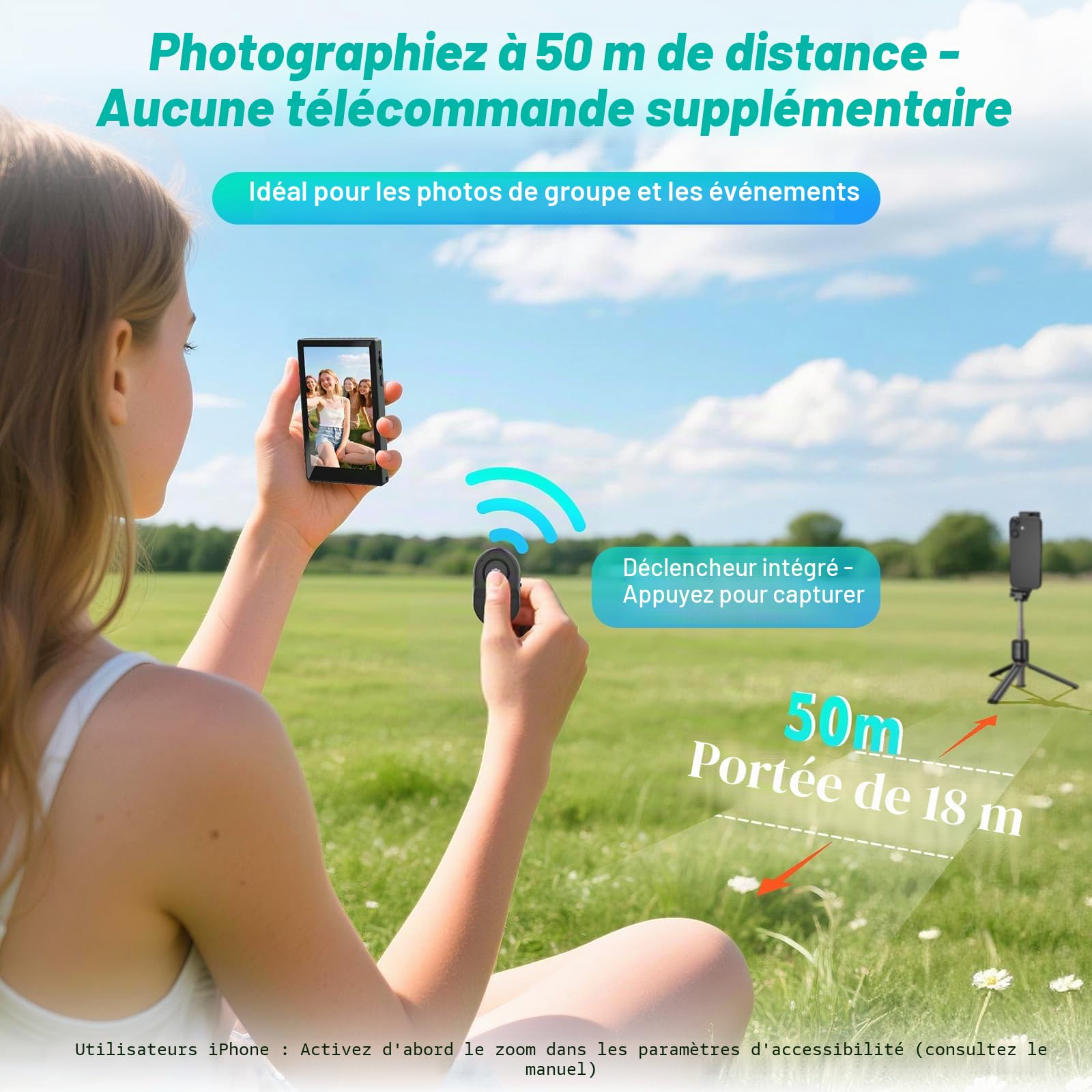 Qoosea écran Retour Caméra Téléphone 4" Magnétique, Écran Selfie sans Fil 1080P avec Haut-Parleur & 4h Autonomie, Retour Camera iPhone et Android, Streaming Live TikTok, Accessoire Vlog