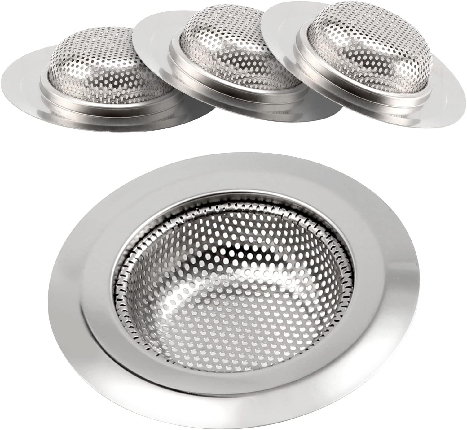 4 Pcs Kitchen Sink Strainer, SZUAH Stainless Steel Drain Filter Strainer with Large Wide Rim 4.5" Diameter Perfect for Most Kitchen Sinks