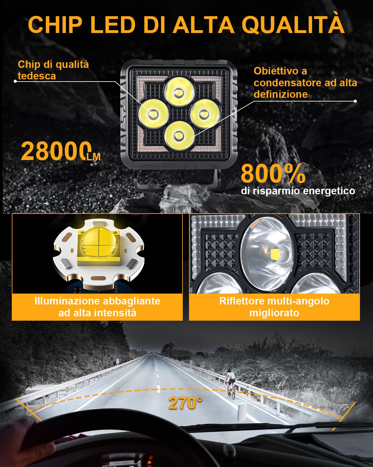 antom 2 Pezzi Fari LED 28000 Lumen 3000K/6500K Fari Aggiuntivi 12V 24V IP68 Con Chip LED Di Alta Qualità Per SUV, UTV, Escavatori, Trattori, ATV Fuoristrada.