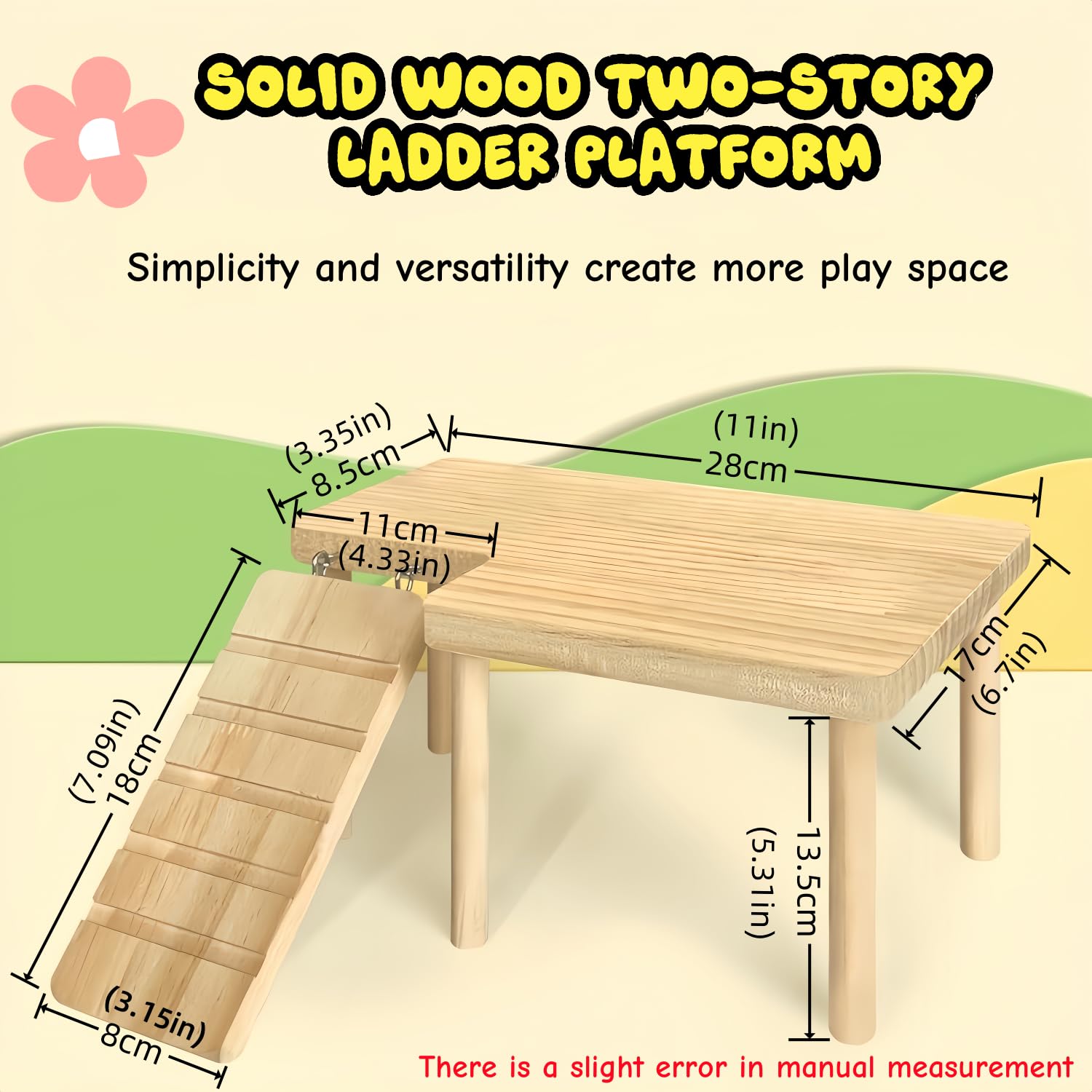 Hamster Platform,With Climbing Ladder,Hamster Wooden Platform Suitable for Pets to Play With A Gift for Hamsters - Image 2