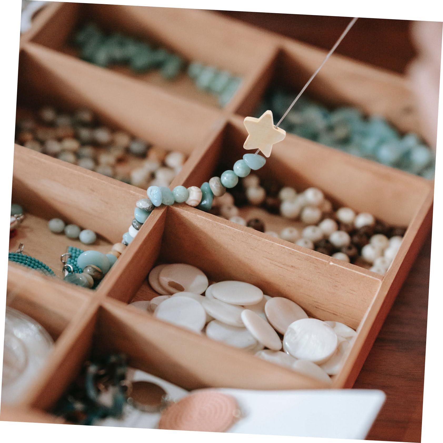 100 Piezas Cuentas de Madera Estrella Manualidades DIY, para Niños