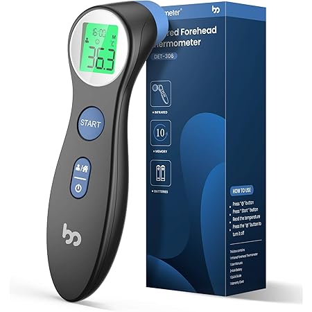 Homedics Thermometre Frontal Infrarouge Sans Contact Avec Lecture Instantanee Precise Alarme Fievre Et Retro Eclaires Pour Bebe Enfant Adulte Amazon Fr Hygiene Et Sante