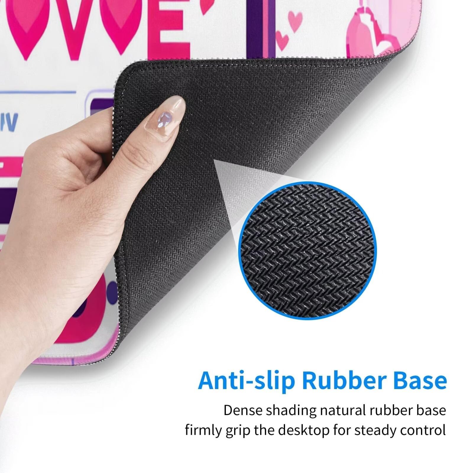 Tappetino Mouse, Tappetino Mouse Gaming Grande XXL 1500x800x3mm Tappetino Scrivania Mouse Pad, Base in Gomma Antiscivolo, Bordi Cuciti,Lavabile, Mousepad per Ufficio e Gaming (Fragola rosa) R-162