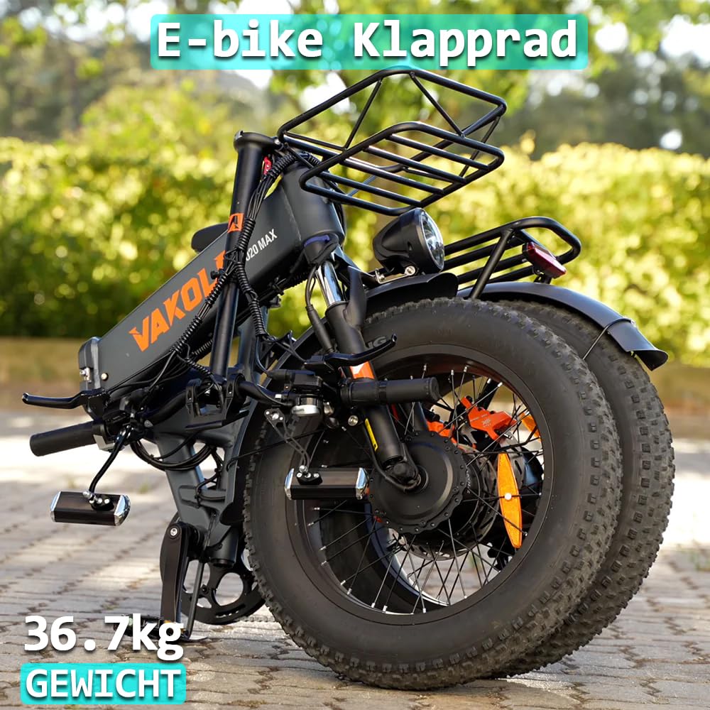 CO20 Max E-Bike Klapprad Doppelmotor mit 48V 20Ah Akku bis zu 120km | 20x4.0 Zoll, Hydraulische Bremse, 7 Gang Schaltwerk, Vollfederung Fatbike Pedelec für Damen u. Herren