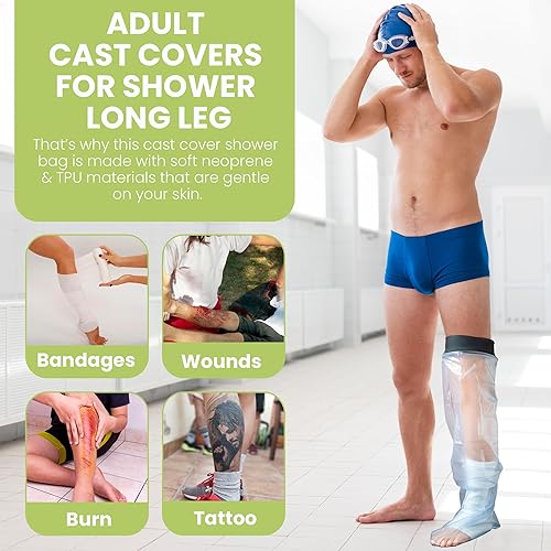 Miniatura 2 de Fundas de fundición para patas de ducha para adultos, funda protectora impermeable para piernas rotas, tobillo y pie, bolsa fundida reutilizable
