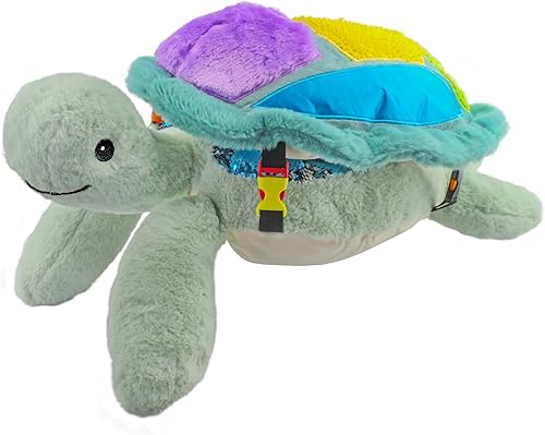 MEAVIA FEELix Collection - Almohadilla de regazo sensorial con peso de tortuga marina, juguete de tortuga de peluche con almohada desmontable para