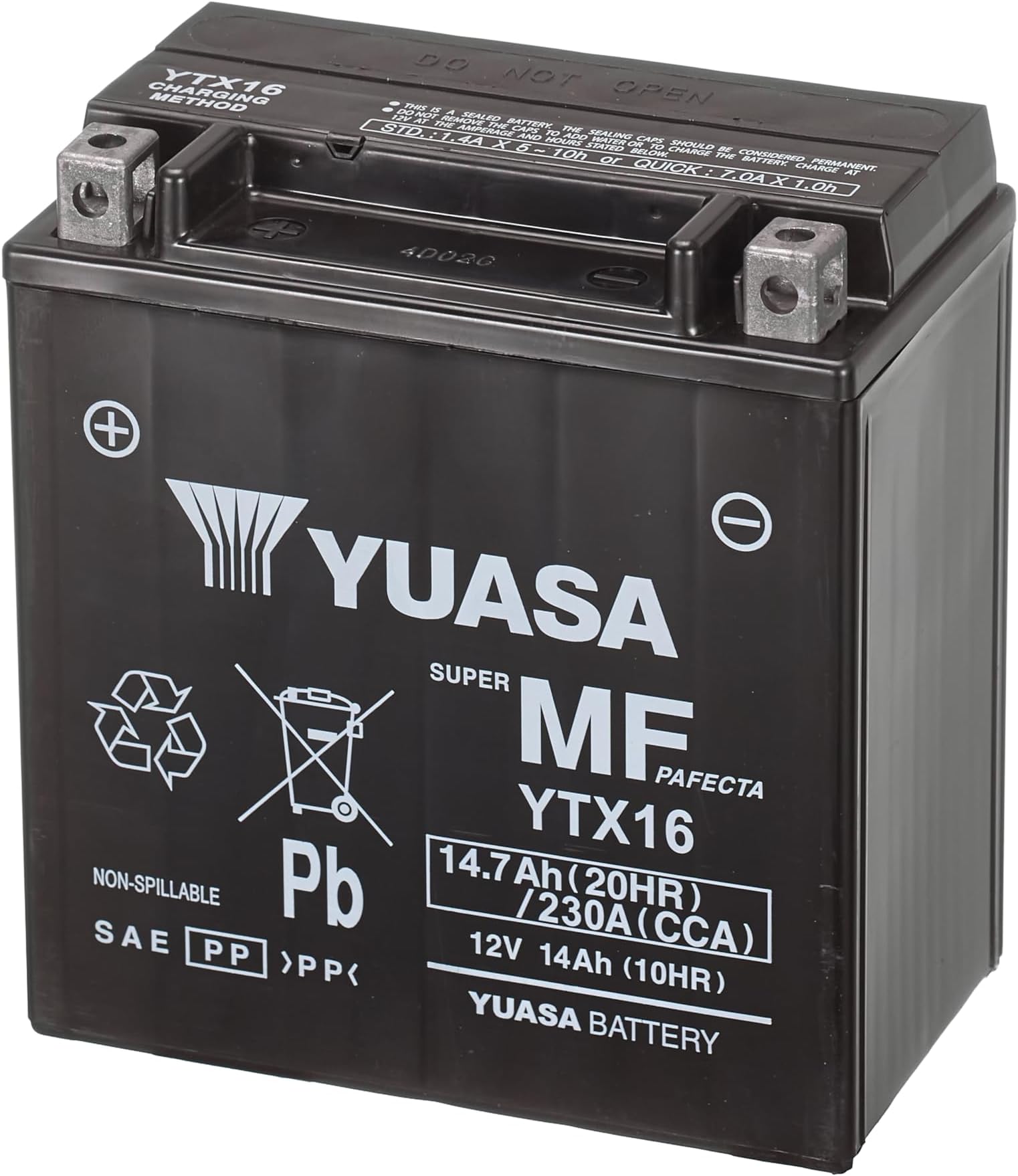 Yuasa YTX16-BS 12V 230 CCA Maintenance Free VRLA Motorbike Battery