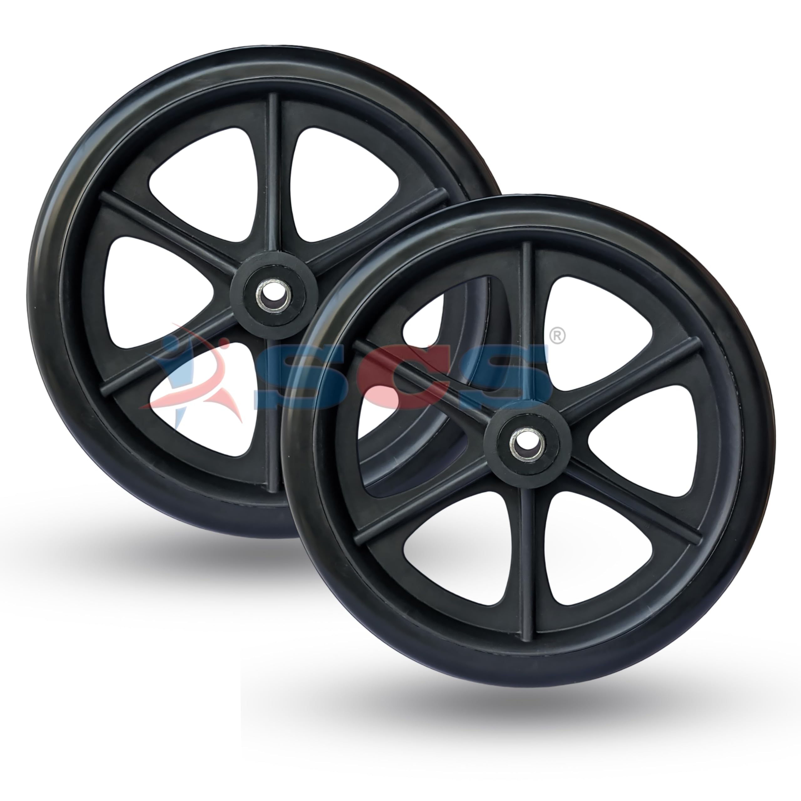 SCS Wheelchair Front Wheel Tyre Castor 7 Inches (Pack Of 2 Pieces), Black