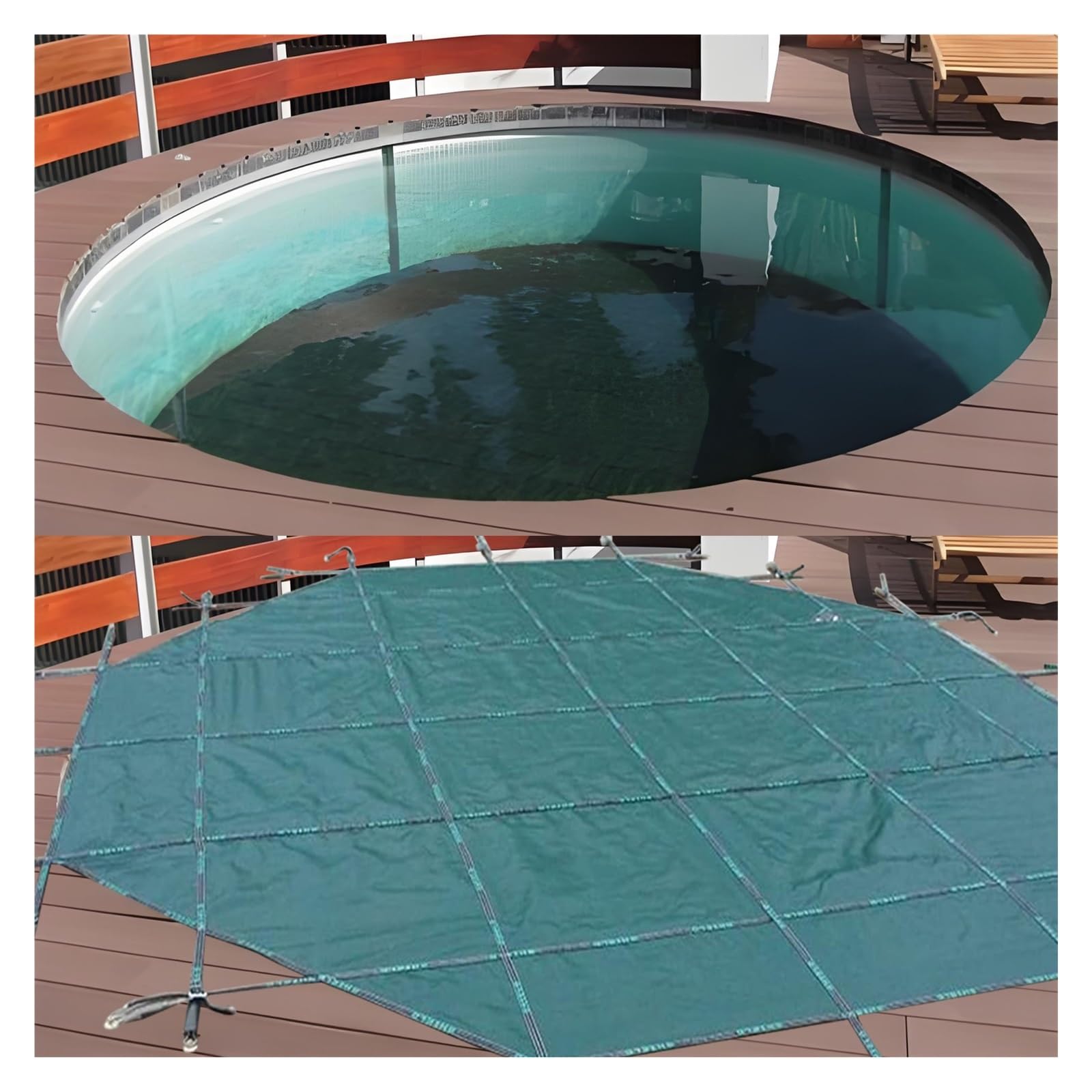 Couverture de Piscine Couverture De Sécurité Ronde pour Piscine d'hiver, 35 Pieds, Vert Bleu Protecteur pour Piscines Extra-Larges avec Accessoires, Taille Personnalisable(Green,6ft/1.8m)