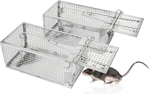 Miniatura 1 de Paquete de 2 trampas humanas para ratas, trampas para ratas de ratón vivo, atrapan y liberan para interiores y exteriores, trampas para animales