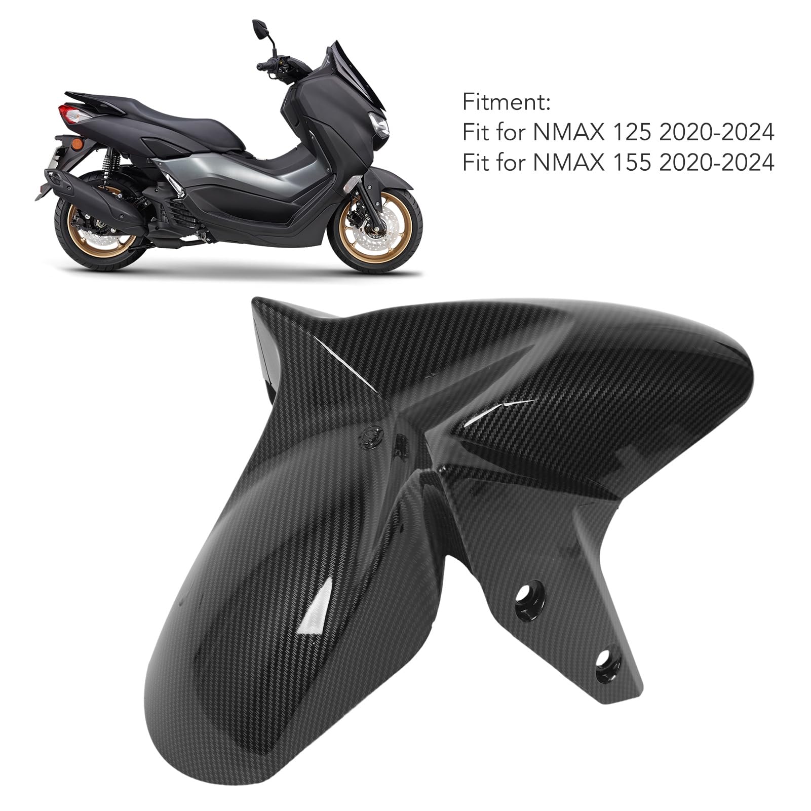 Guardabarros Delantero de Motocicleta, Protector contra Salpicaduras Delantero Ligero Estilo Fibra de Carbono para NMAX 125155 2020-2024