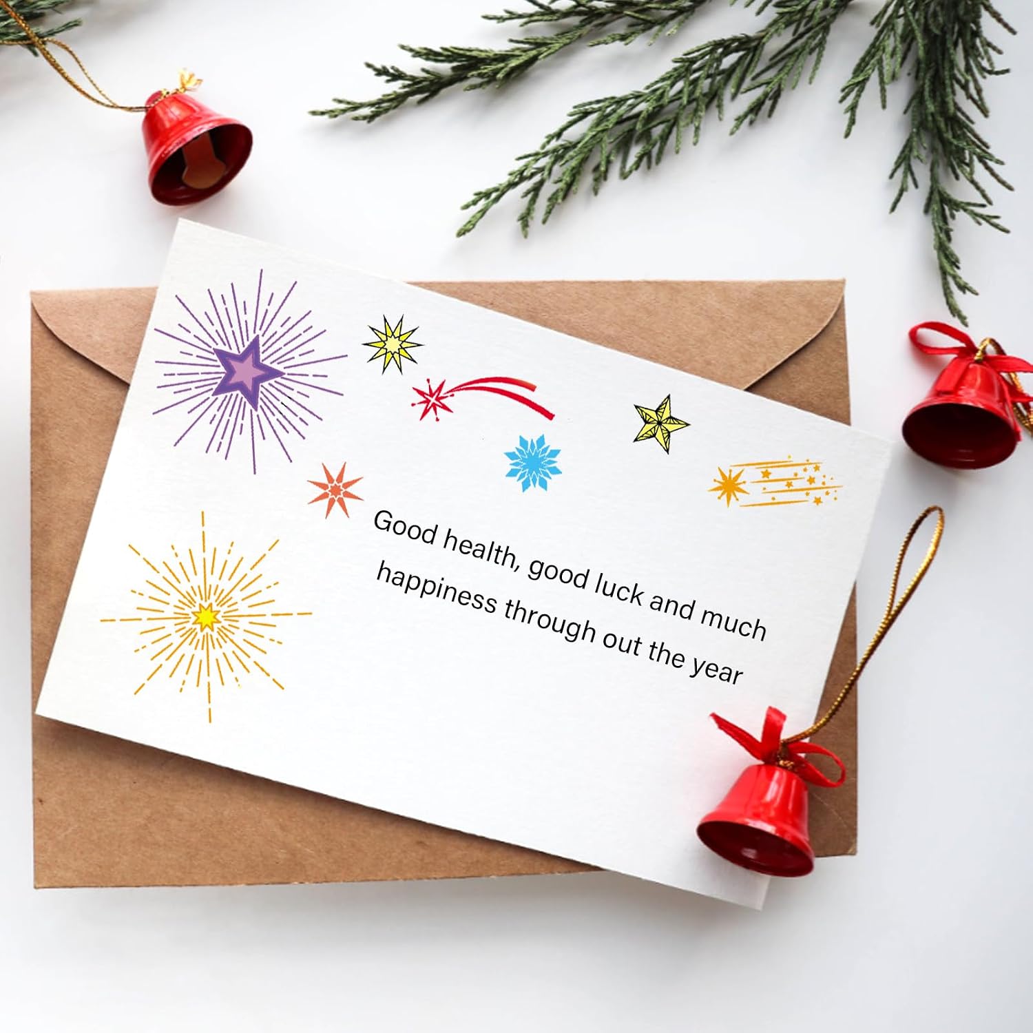 Hying Star Christmas Snowflake Clear Stamps for Card Making, Xmas Stars Rubber Stamps Happy New Year Firework Transparent Stamp Seal for Crafting DIY Scrapbooking Photo Album Decor