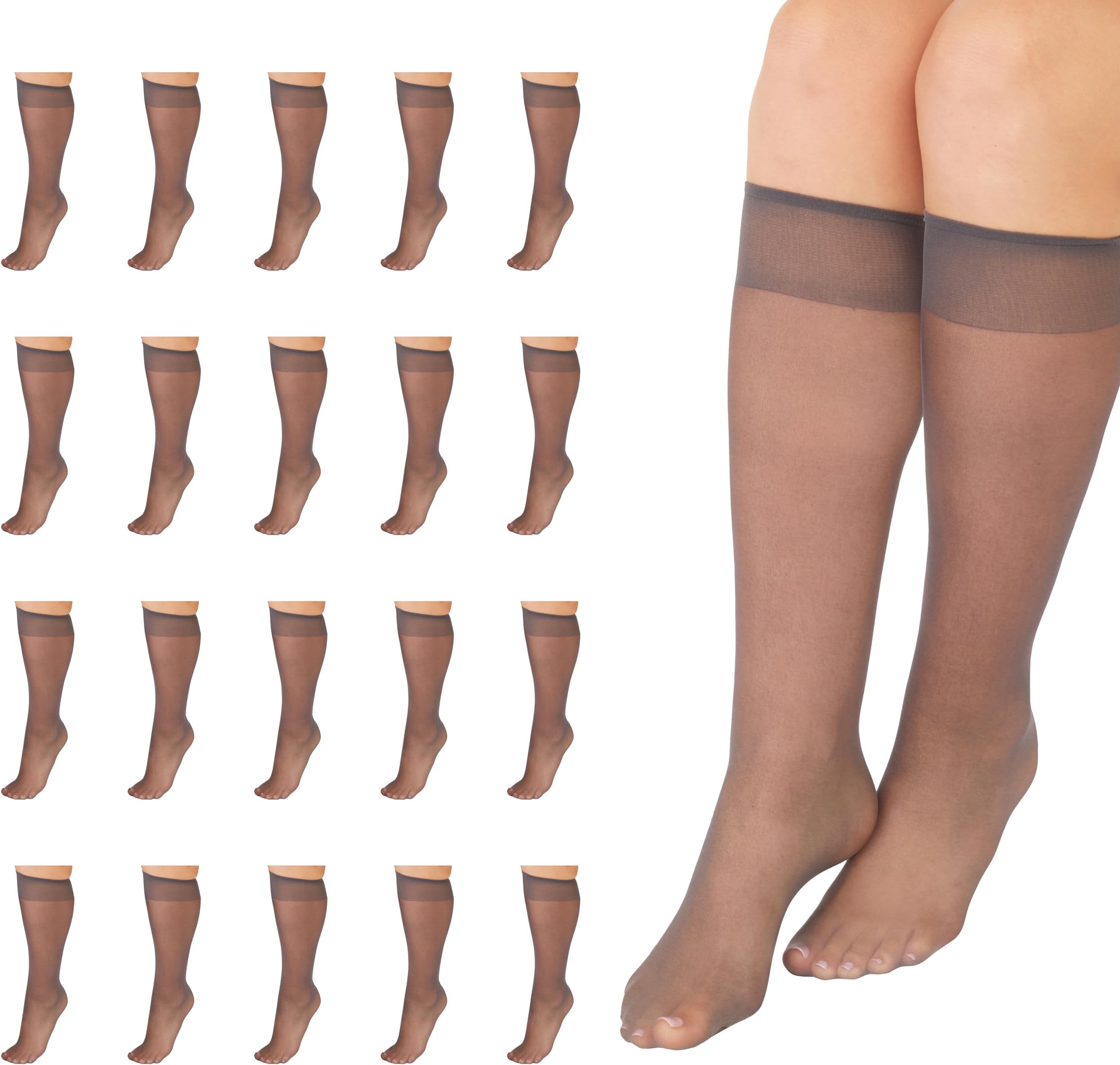 Everyday Knee-Highs, Sheer Toe, 100% Nylon, One Size, Plus Size
