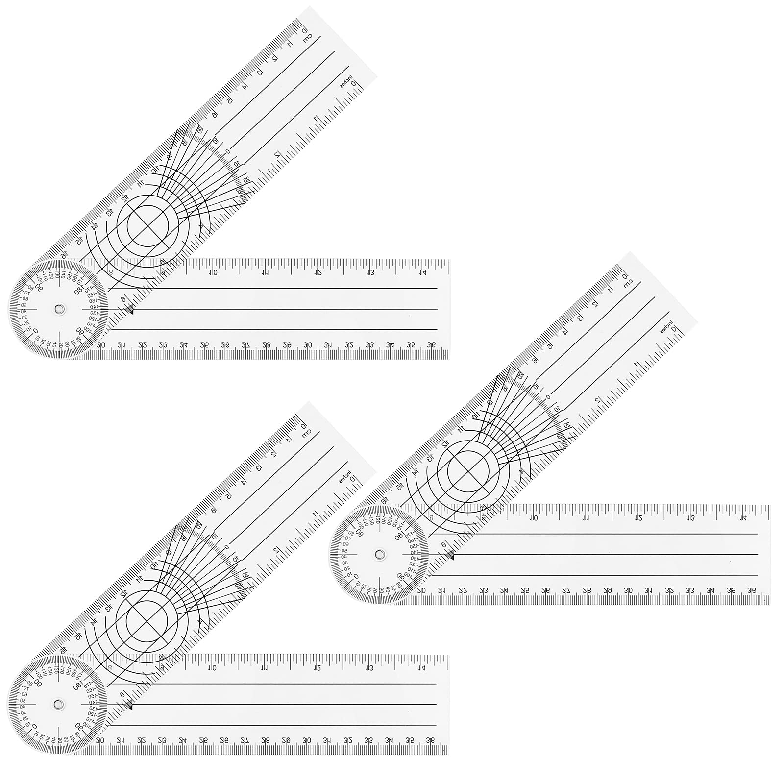 3 Pieces Angle Finder Rulers Goniometer 360 Degree Angle Protractor Measuring Tool for Engineers Architects Students Home Office Work, Transparent