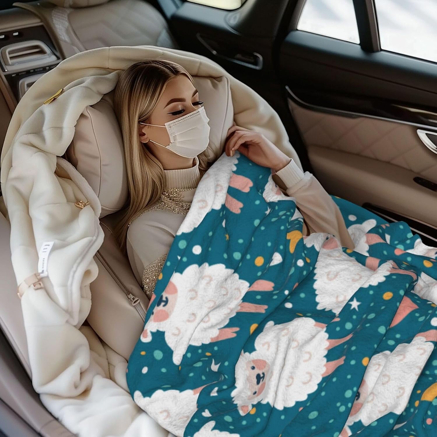 Cute Sheep Fleece Throw Blanket Ultra Soft Cozy Decorative Flannel Blanket All Season for Home Couch Bed Chair Travel 50x40in - Image 6