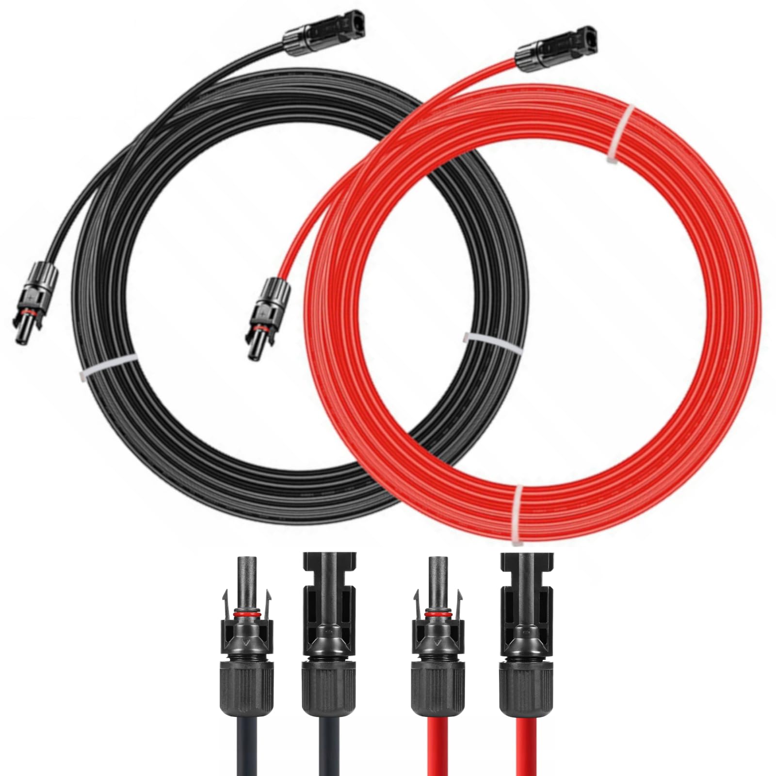 KBE Solarkabel inkl. Stecker Verlängerung 0,5-50m 4mm² 6mm² - PV Kabel H1Z2Z2-K beidseitig rot/schwarz - Photovoltaik Solar-Verbindungskabel (2X 20m 4mm² / 0% MwSt.)