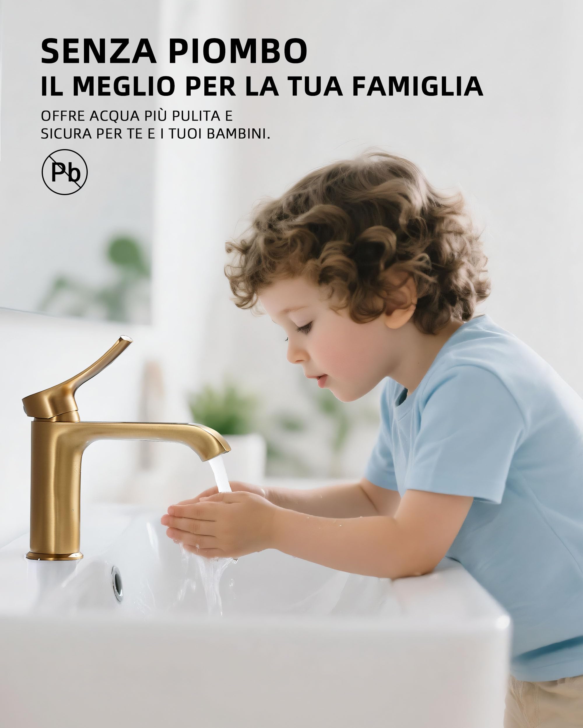 BELZ Rubinetto Monocomando per Lavabo di Bagno, Materiale Ottone Solido con Beccuccio 87mm, Senza Perdite e Risparmio Acqua, Adatto per Bagni e Servizi Igienici Ospitali, Oro