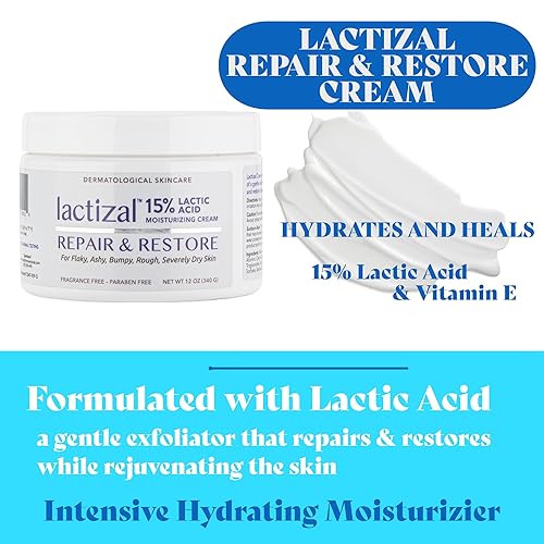 Miniatura 2 de LACTIZAL Crema reparadora y restauradora con 15% de ácido láctico  tina de 12 onzas  Exfoliante e hidratante 2 en 1 para piel seca extrema