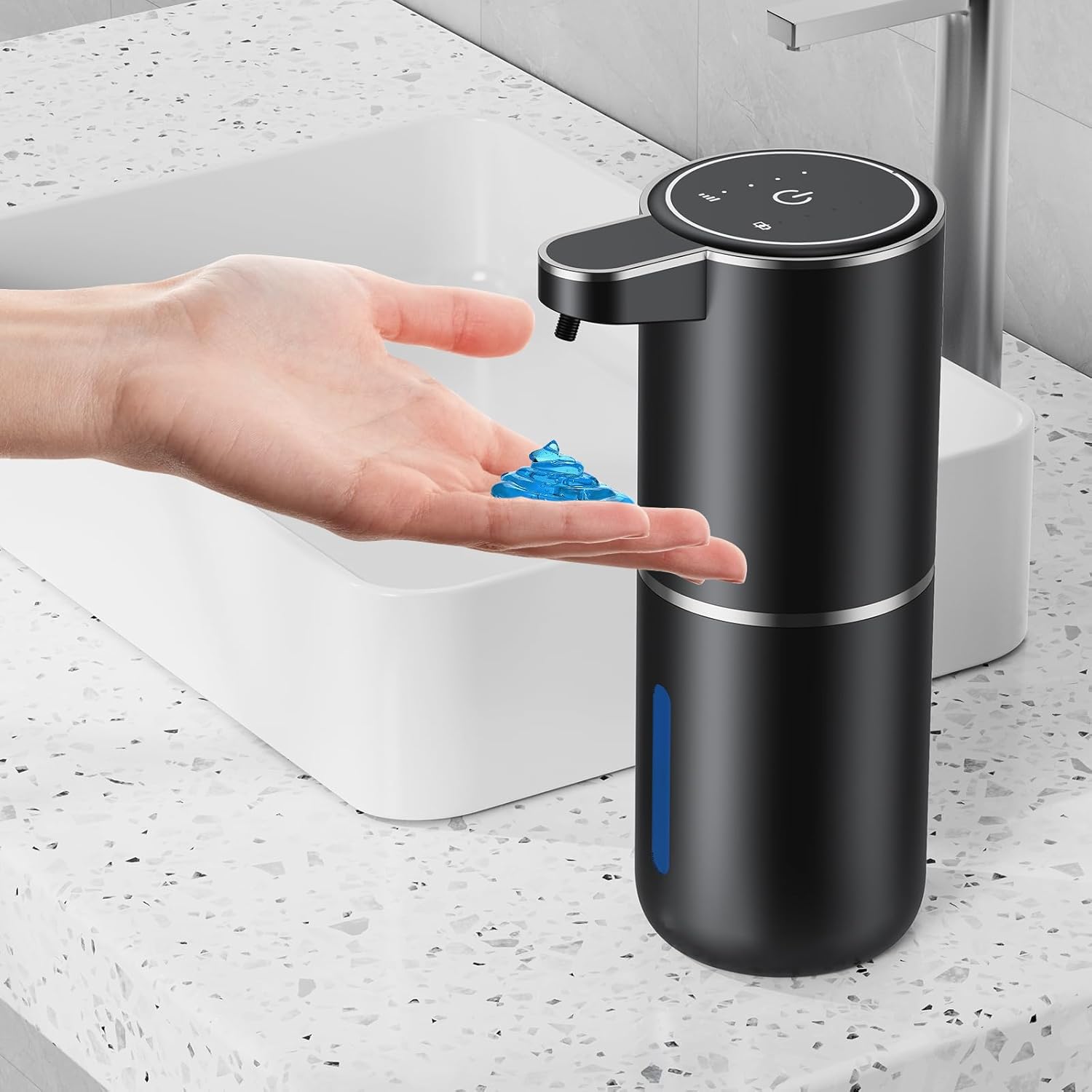 Automatic Foaming Touchless Soap Dispenser, Rechargeable 1500mAh with Sensor for Bathroom Kitchen 13.5oz/380ml Silver