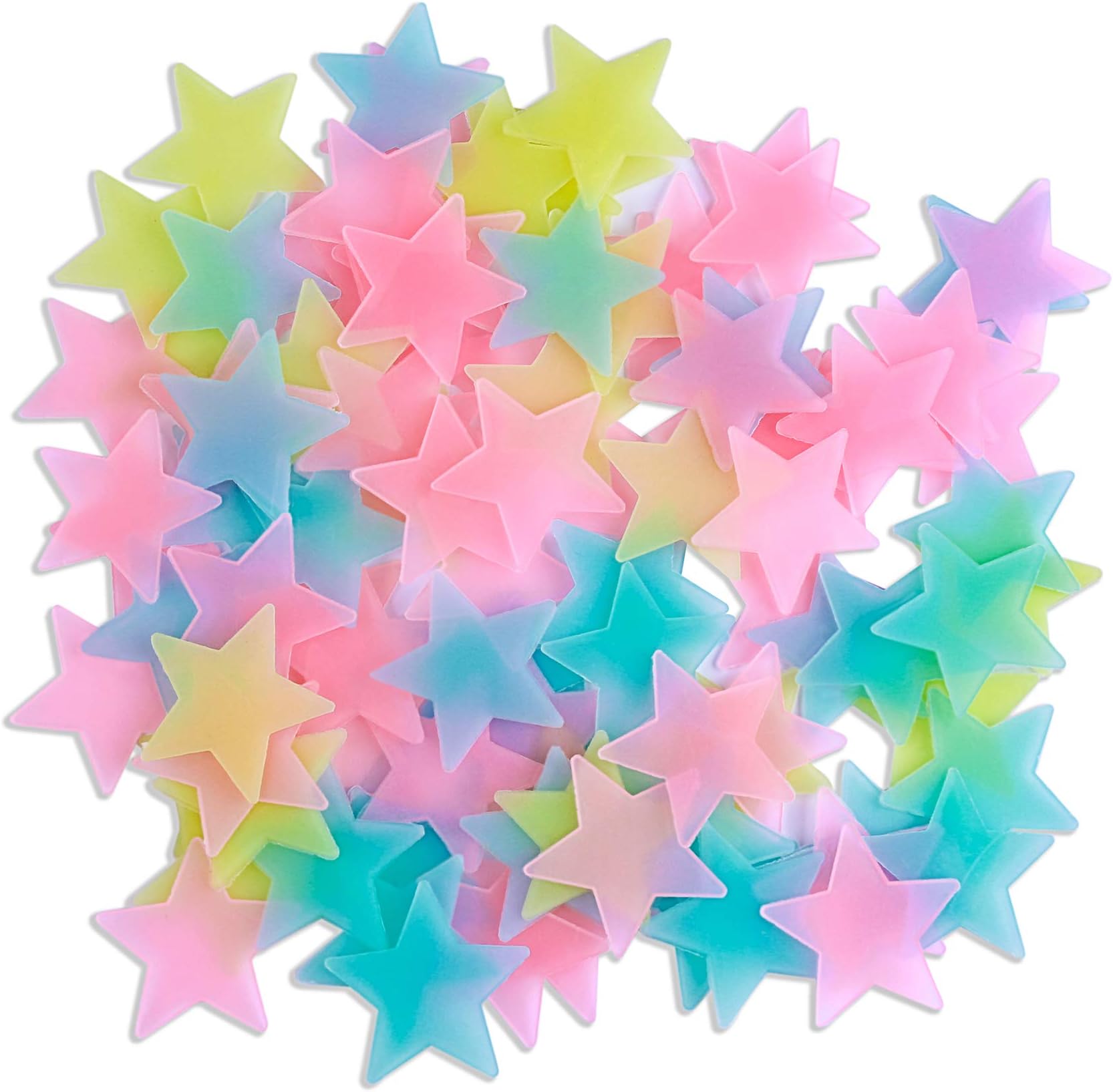 Amaonm® 100 Pcs Colorful Glow in The Dark Luminous Stars Fluorescent Noctilucent Plastic Wall Stickers Murals Decals for Home Art Decor Ceiling Wall Decorate Kids Babys Bedroom Room Decorations