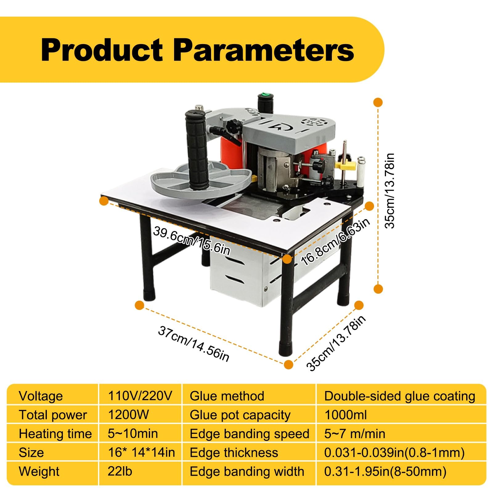 Kantenanleimmaschine Manuell, Tragbare Kantenanleimmaschine Für Werkstatt, Kantenbandgerät Für Holz/Pvc, DIY Möbel, Einstellbare Geschwindigkeit