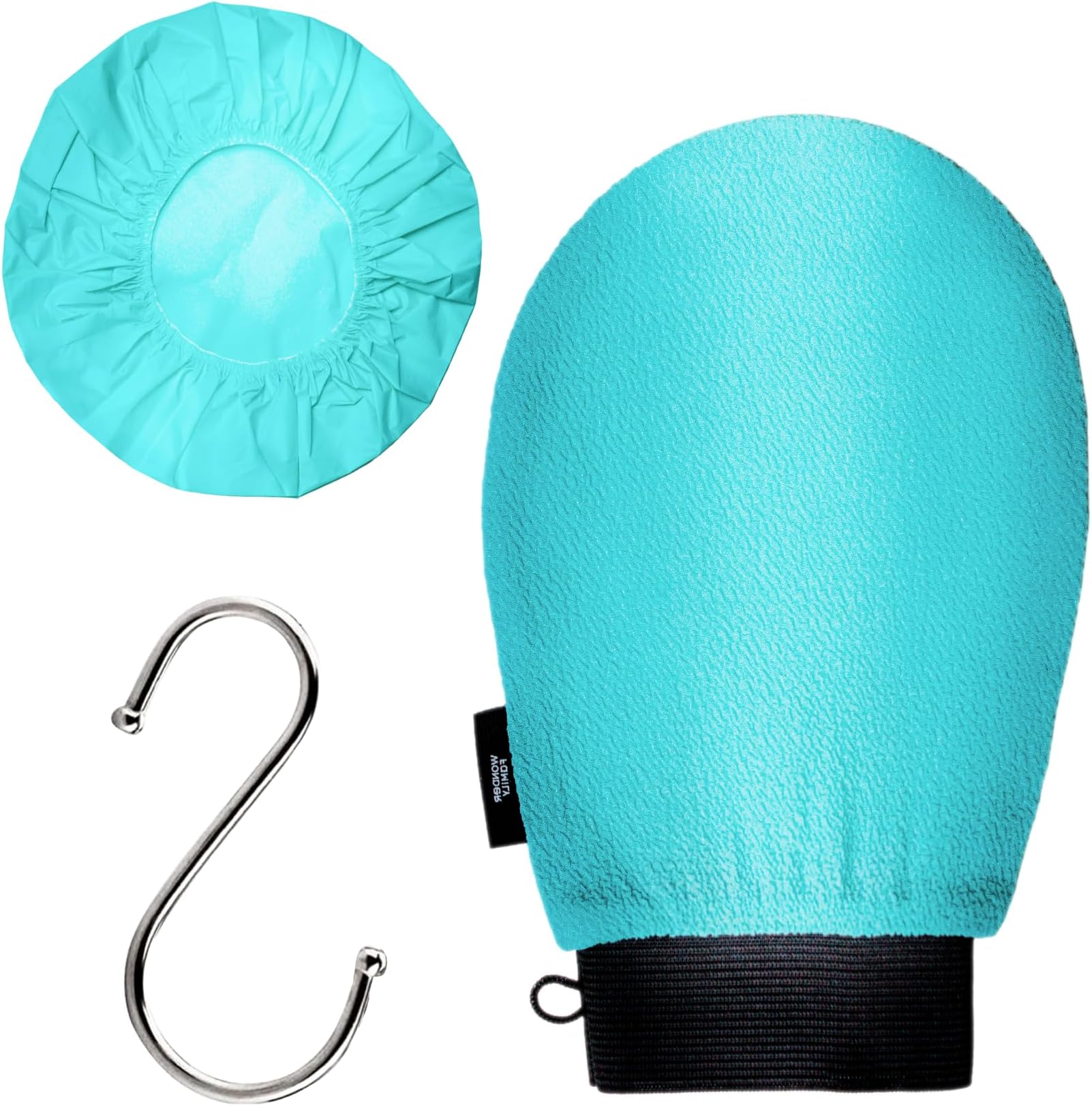 Premium Deep Exfoliating Glove for Shower - Spa Kit with Body Exfoliator Glove and Shower Cap - Scrub Gloves Exfoliating Body Scrubber - Dead Skin Remover for Body & Face-Exfoliating Mitt for Shower