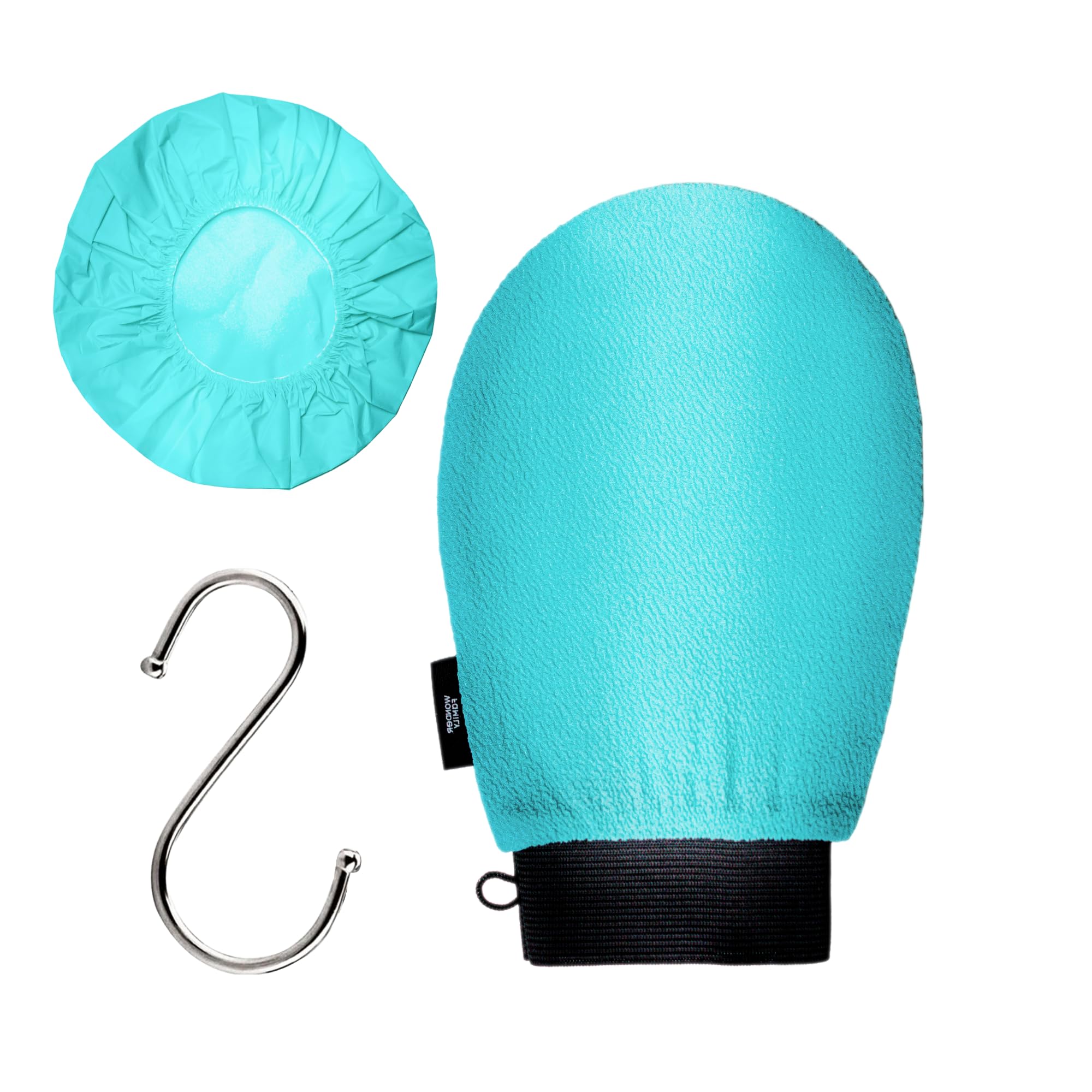 Premium Deep Exfoliating Glove for Shower - Spa Kit with Body Exfoliator Glove and Shower Cap - Scrub Gloves Exfoliating Body Scrubber - Dead Skin Remover for Body & Face-Exfoliating Mitt for Shower