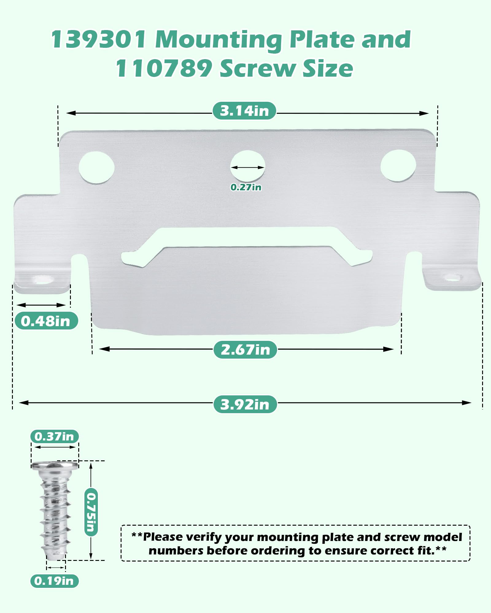 139301 Mounting Plate and 110789 Screws Compatible with IKEA Bed Frame Part # 139301 (139301-2P+110789-6P)