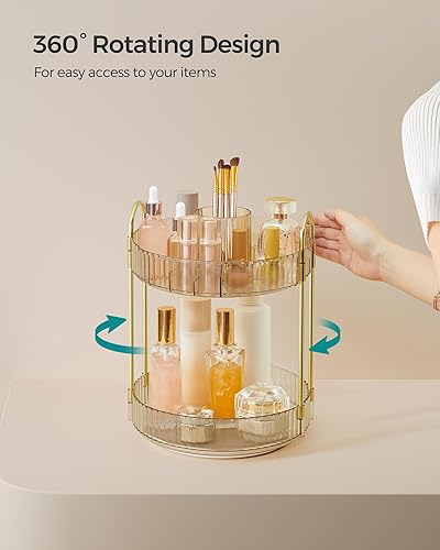Miniatura 3 de SONGMICS Organizador de maquillaje, organizador de cuidado de la piel giratorio redondo de 2 niveles, personalizable, organizador de tocador de